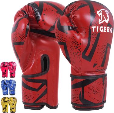 Дитячі боксерські рукавички Tigera 8oz червоні для кікбоксингу, муай-тай, тренувань, спарингу, хлопчиків і дівчаток