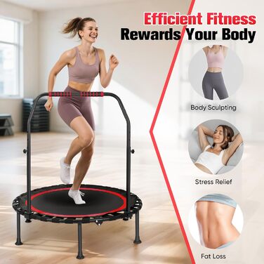 Трамплін для фітнесу в приміщення, складаний, Ø101см, до 150 кг, стабільний та тихий, для дорослих (червоний)