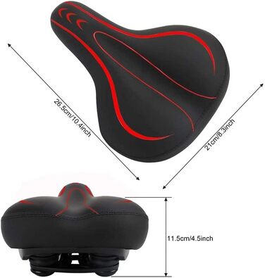 Велосипедне сідло Dripex для чоловіків та жінок: зручне, м'яке, гелеве, водонепроникне, ергономічне. Підходить для MTB, Citybike, шосейної велосипедів (Червоний)