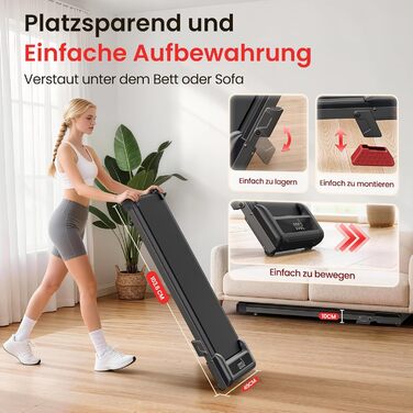 Бігова доріжка Walking Pad з нахилом для дому та офісу - електричний тренажер для ходьби, портативний Walkpad з LCD-дисплеєм, чорний