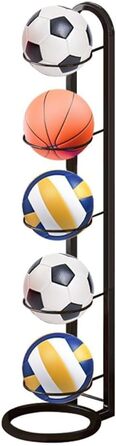 Стійка для зберігання м'ячів Kleemeiero: баскетбольний, футбольний, волейбольний, 5 м'ячів, 23.5 см, білий/чорний