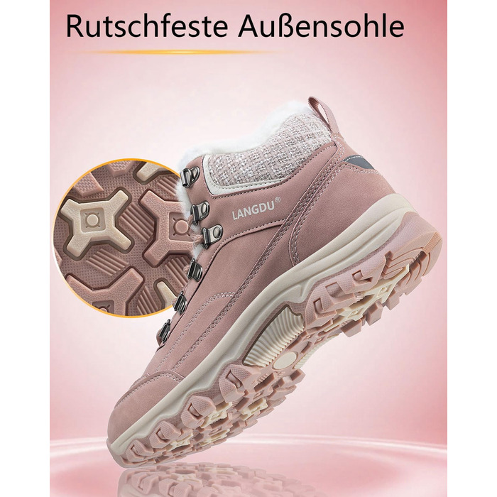 Зимові черевики для жінок, снігоступи, антиковзаючі черевики, зимові черевики, розмір 37-42 EU, 40 EU, рожеві