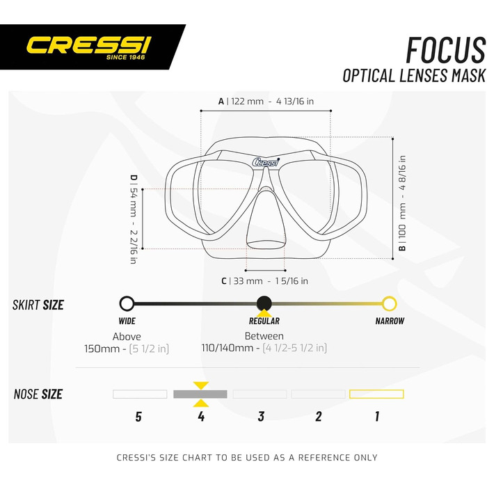 Cressi Focus маска для плавання і дайвінгу, регульований комплект для дорослих і дітей, сумісна з коригуючими лінзами від –1.00 до –8.00, водовідштовхувальна, чорна/синя