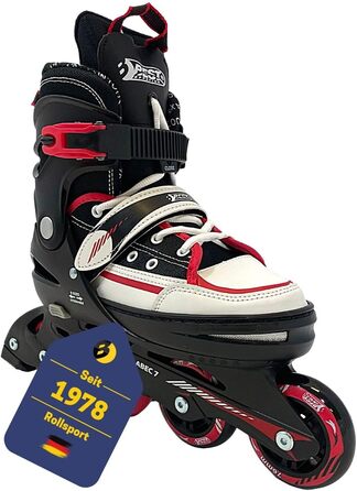 Інлайни для дітей Best Sporting Kinder I Роликові ковзани регульовані розміром I Міцні інлайни для підлітків з гальмом I Чорний/Червоний I Роликові ковзани для дітей I Інлайни з 4 колесами (33-37)