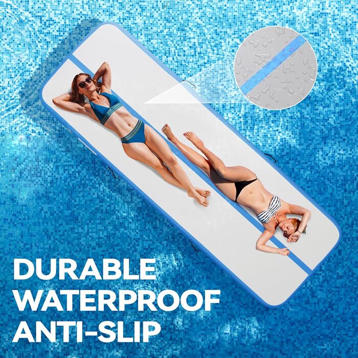 AirTrack Мат для гімнастики з електричним насосом, 10/20 см товщина, 2/3/4/5/6 м довжина. Килимок для акробатики, йоги, кемпінгу, тренувань. Зелений.