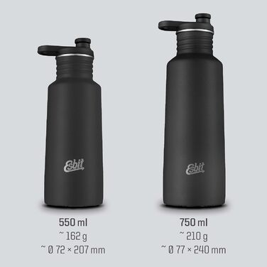 Пляшка для води Esbit Pictor 750 мл, спортивна, чорна, з кришкою Sport & Loop