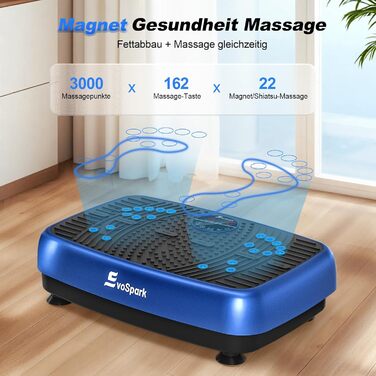 Вібраційна платформа EvoSpark: Тест-переможець 2025, з подвійними моторами для схуднення та тренувань всього тіла. Масажер, платформа для фітнесу на 200 кг. Вібраційна платформа для дому - зелений/блакитний