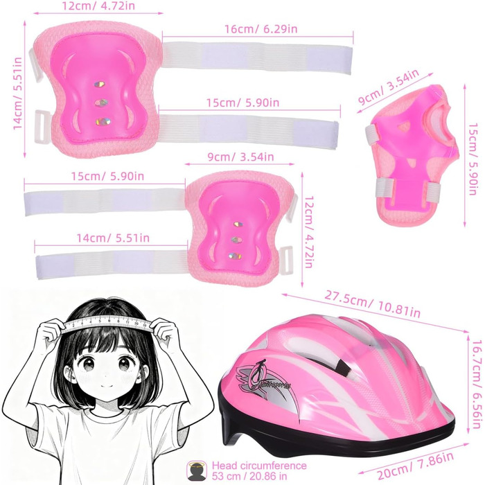 Дитячий шолом CLISPEED з наколінниками, 7-в-1, захист для роликів, скейтборду, велосипеда, 3-8 років, регульований