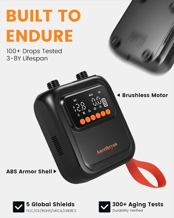 Електричний насос для SUP дошки з акумулятором та ліхтарем, 20 PSI, 12V/USB-C, 7 насадок, для SUP, човнів, матраців, басейнів