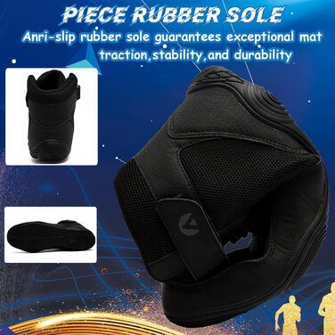 Черевики для боротьби чоловічі, антиковзаючі, дихаючі. Підходять для боротьби, боксу, кросфіту, важкої атлетики, бодібілдингу. Розмір 42 EU, чорний колір