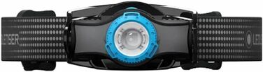 Ліхтар налобний Ledlenser MH3 Outdoor, 200 люмен, регульований фокус, дальність 130м, до 35 годин роботи, металевий кліп, з батареєю, чорний/синій