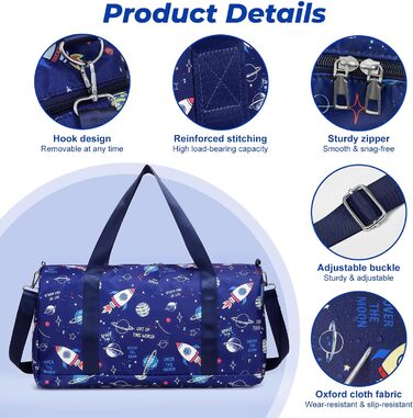 Спортивна сумка Flintronic для дітей та дівчат, сумка для плавання з відділенням для вологих речей, синя, 46x20x25 см