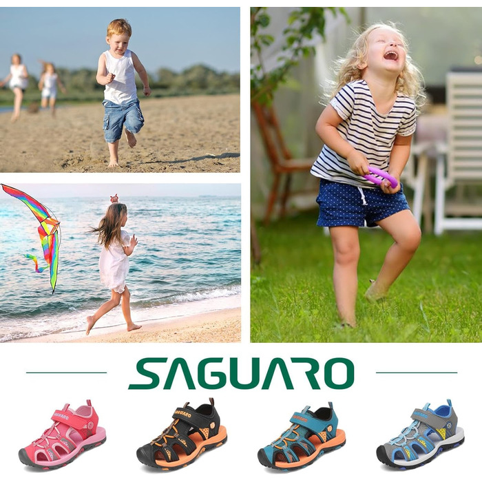 Сандалі дитячі SAGUARO для хлопчиків та дівчаток Trekking, сірі, 38 EU - Нековзні, дихаючі пішохідні сандалі