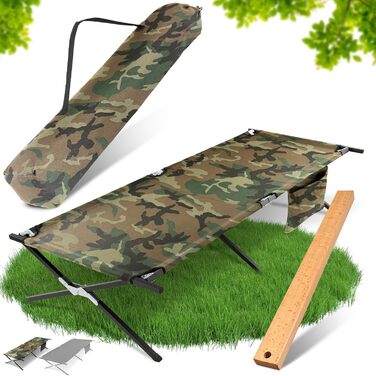 Кемпінг-ліжко HAINBAUR XXL 210x70, 200 кг, камуфляж – розкладне ліжко для кемпінгу, легке та компактне