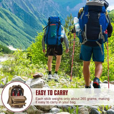 Трекінгові палиці VINATO: телескопічні, розкладні, для чоловіків та жінок, комплект 2 шт. (червоні)