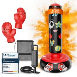 AVENTERA® Боксерський мішок для дітей 3-12 років (160см, навчальний ефект) - 4-в-1 комплект - для тренувань, розвитку рухливості та моторики - перевірена якість