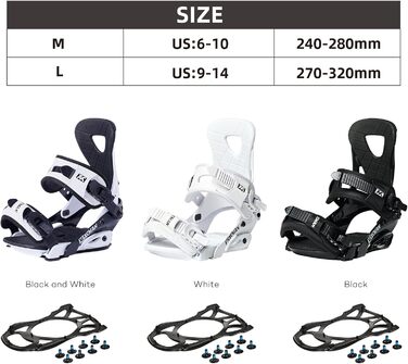 Кріплення для сноуборду XCMAN Outdoors All-Mountain, чорно-білі, розмір 6-9 US (37-41 EU)