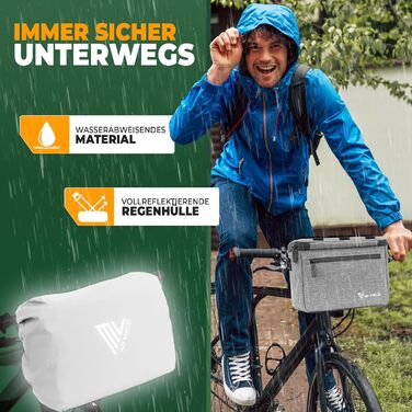 Велосипедна сумка на кермо MIVELO для KLICKfix, водовідштовхувальна, містка, з відділенням для телефону, підходить для електровелосипедів, сіра