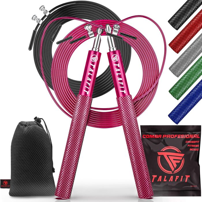 Професійне скакалка для кросфіту | Регульоване фітнес-канат з високошвидкісними підшипниками | Боксерська скакалка | З сумкою (Рожевий)