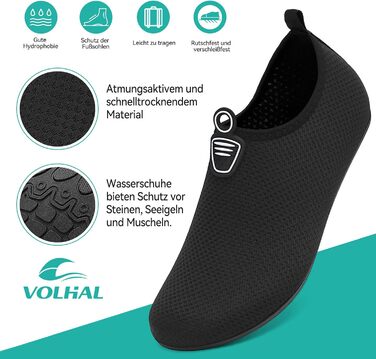 Аквашузи для плавання та відпочинку на пляжі: чоловічі та жіночі, швидковисихаючі, з антиковзаючою підошвою, для йоги та басейну, розмір 35-47 EU (46 EU, 803 Чорний)