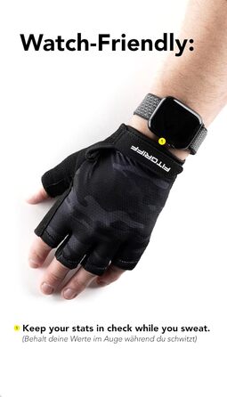 Тренувальні рукавички Fitgriff® для жінок та чоловіків - фітнес рукавички для силових тренувань, кросфіту, залу, воркауту, рукавички для підйому важкості (8, камуфляж чорний)