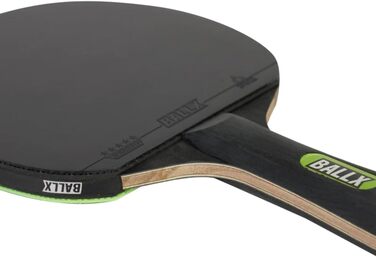 Настільна тенісна ракетка BallX Pro Carbon, 7 шарів, 2,0 мм губка, двостороннє 5-зіркове покриття (чорне і зелене), чохол, AeroSpin 6000 Carbon