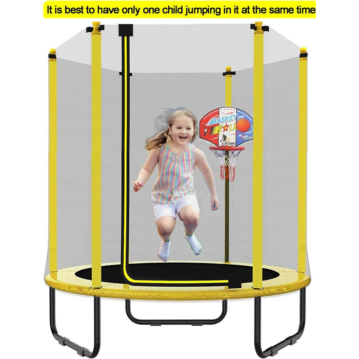 Батут PILIN для дітей з сіткою та баскетбольним кільцем, до 50 кг, для дому та саду. Ідеальний подарунок на день народження