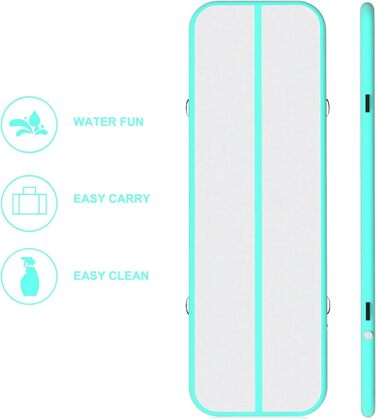 JOYTALENT Надувний гімнастичний мат Air Matte Track, 3 м, висота 10 см, з насосом для занять гімнастикою, акробатикою, йогою вдома, на вулиці або в залі. Розмір: 300 x 100 x 10 см, колір: зелений