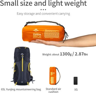 Naturehike Ultraleichte: Розкладний килимок для сну - 6.5 см, для кемпінгу та піших прогулянок (Помаранчевий, подвійний)