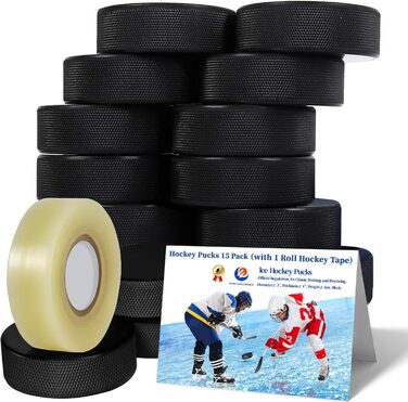 Набір шайб для хокею UNBEATABLE ENERGY (15 шт.) з тейпом, 7.6 см, 2.5 см, 170 г