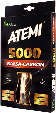 Професійна ракетка для настільного тенісу Atemi 5000 з карбону і бальзи, максимальна швидкість, обертання та контроль