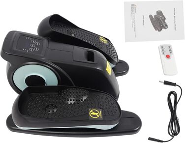 Еліптичний тренажер під стіл з пультом та дисплеєм, регульована швидкість, електричний, для ніг та рук (Чорний+Блакитний)