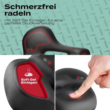 Велосипедне сідло Impact ComfortFit з гелем та піною пам'яті, ергономічне, динамічна амортизація, для чоловіків і жінок, комфортне міське