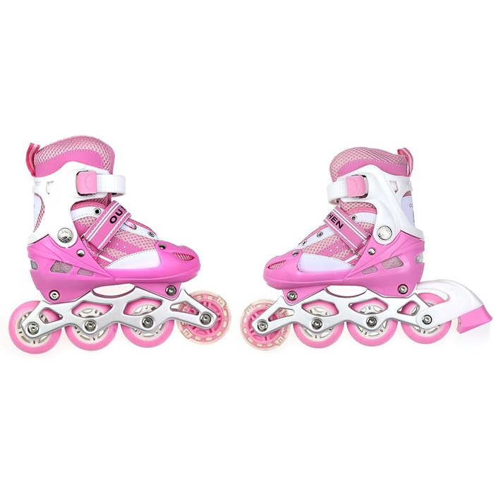 Дитячі ролики Supfine – зручні ролики з підсвічуванням, регульовані розміри 31-38, для дівчаток та хлопчиків (рожеві, S:31-34)