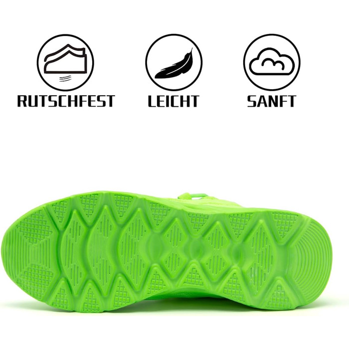 Чоловічі кросівки Linenghs для бігу, занять спортом та прогулянок. Легкі, дихаючі, чорні, з акцентами флуоресцентного зеленого (40 EU)