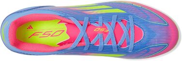 Футбольні бутси adidas F50 Club для унісекс, гнучка підошва, розмір 48 EU, Blue Fusion/Lucid Lemon/Lucid Pink