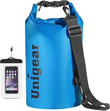 Водонепроникний мішок Unigear Dry Bag 2L/5L/10L/20L/40L – рюкзак, сумка для риболовлі, каякінгу, плавання, кемпінгу та пляжу (40L, світло-блакитний)
