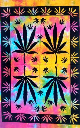 Гобелен настінний з коноплею, постер Cannabis, психоделічний декор для кімнати, бохо стиль, гобелен із зображенням листя марихуани, для гуртожитку, хіпі, Rasta