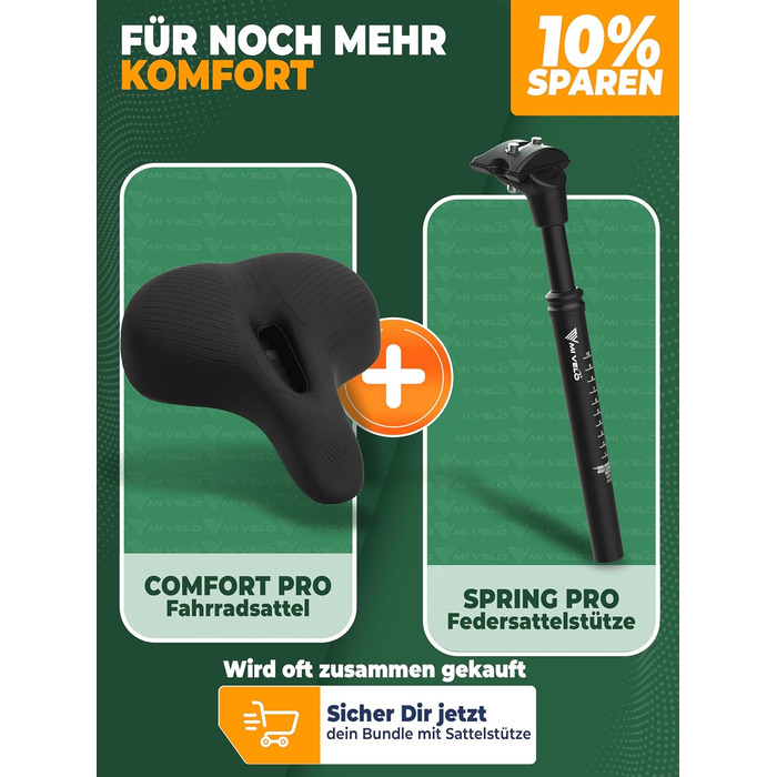 Велосипедне сідло MIVELO Comfort PRO з меморі піною, дихаюче, зручне та ергономічне, для чоловіків і жінок, для міських велосипедів