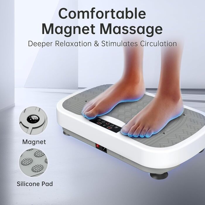 Платформа для вібраційного тренування JOROTO JV30 | Комплексне тренування вдома | 9 режимів вібрації | 99 рівнів інтенсивності | з еластичними стрічками та пультом дистанційного керування | Максимальне навантаження 150 кг | для схуднення та тонусу | Білий