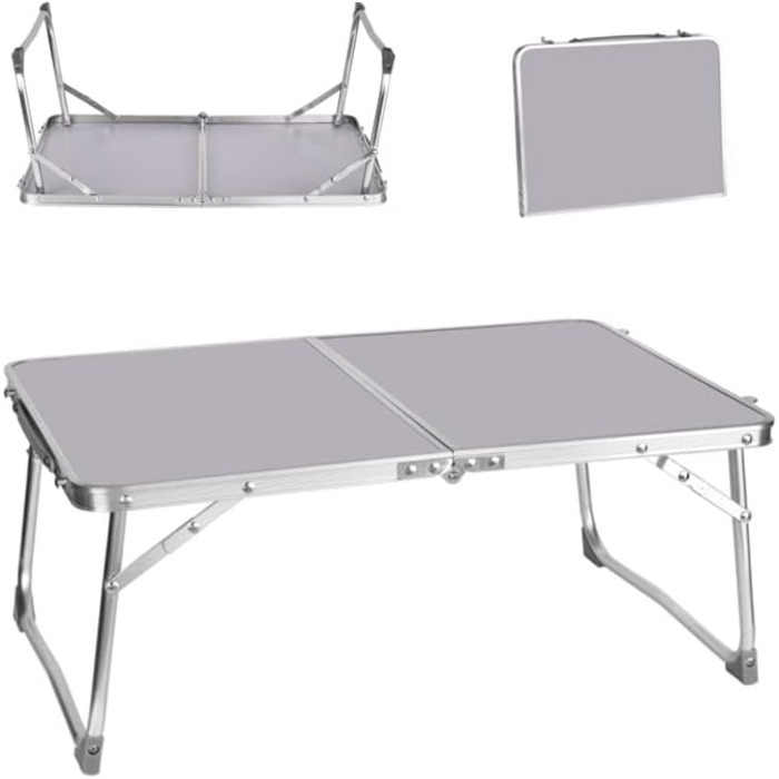 Складаний столик Qimu 60 см, алюміній, регульована висота 26/56 см, для саду та пікніка, білий