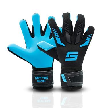 Воротарські рукавиці дитячі GRIPMODE Aqua Junior 2.0, розмір 4-6, блакитні - для футболу, з Griptec Latex 3мм
