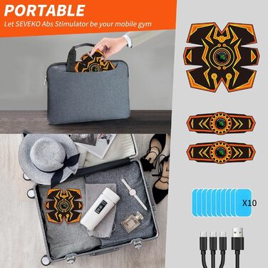 Електричний тренажер для пресу EMS, тренажер для живота, безпечний та ефективний, 6 режимів, 15 інтенсивностей, 10 шт. запасних електродів