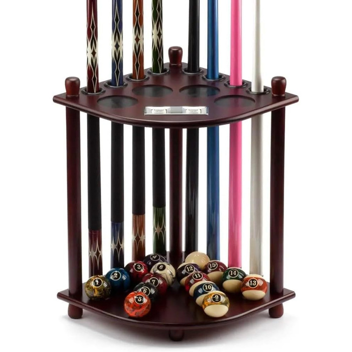 Підставка для більярдних київ з лічильником очок на 8 київ та кулі (махагоні)