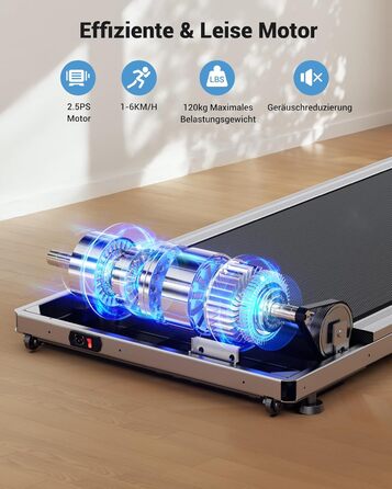 Турнічок THERUN для столу: ходунка з тихим 2,5 PS мотором, 2-в-1, з пультом та LED-панеллю для дому та офісу (сірий)