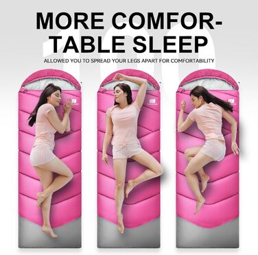 Сплячі мішки для дорослих у холодну погоду, водонепроникні, легкі, рожеві. Підходять для кемпінгу, піших прогулянок, відпочинку на природі та вдома (1,4 кг)