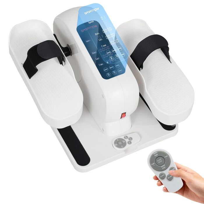 Міні еліптичний тренажер SPORTNOW для дому: електричний крос-тренажер під стіл з 12 швидкостями, 7 рівнями опору, пультом дистанційного керування, LED-дисплеєм, неслизькою поверхнею та тихим ходом. Ідеально підходить для людей похилого віку та дорослих.