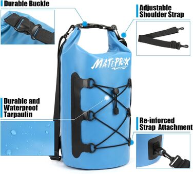 Водонепроникний мішок Dry Bag Mateprox 5L/10L з ролвертилом: для плавання, кемпінгу та активного відпочинку (Блакитний, 10L)