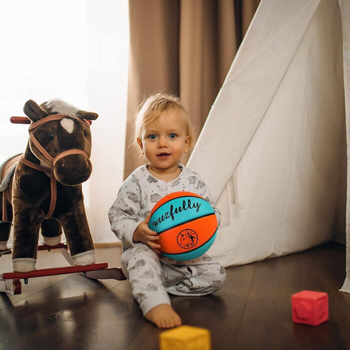 Баскетбольні м'ячі Wuzfully для дітей та дорослих, Indoor/Outdoor, 5 шт., помаранчевий, синій