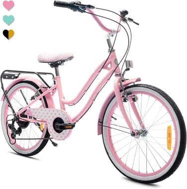 Дитячий велосипед Sun Baby Heart 20 дюймів, 6 швидкостей Shimano, для дівчаток 6-10 років, регульований